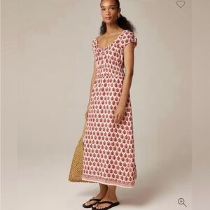 J. Crew White Maxi Dress with Red Floral Print NWT